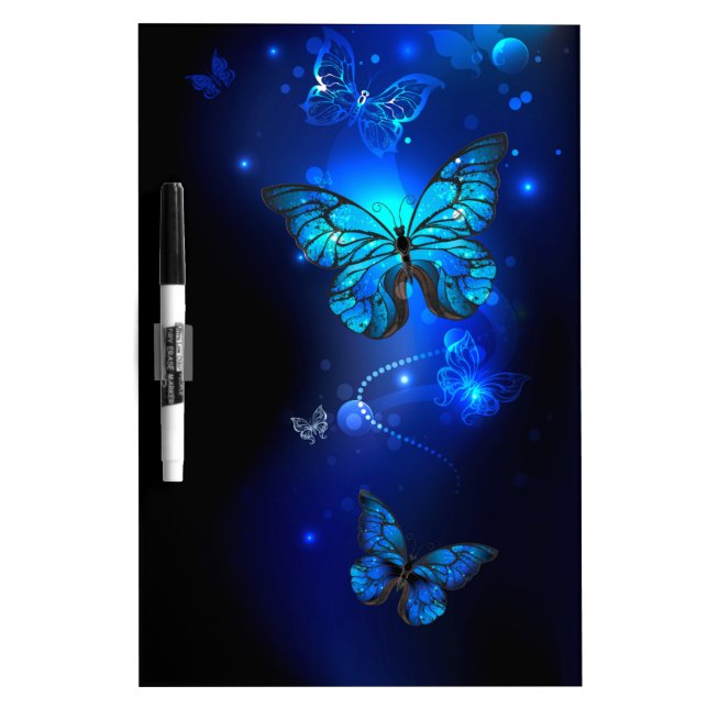 Morpho Butterfly in the Dark Background Dry Erase Board (Front)