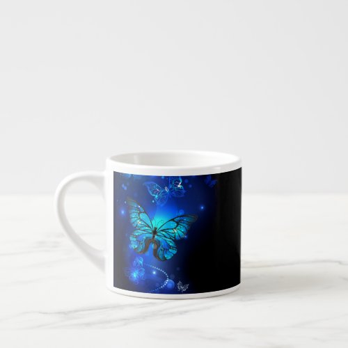 Morpho Butterfly in the Dark Background Espresso Cup