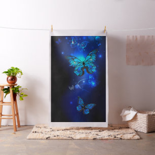 Morpho Butterfly in the Dark Background Fabric