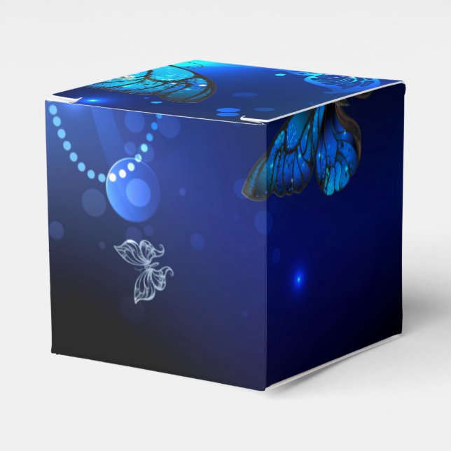 Morpho Butterfly in the Dark Background Favor Boxes (Front Side)