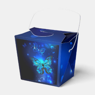 Morpho Butterfly in the Dark Background Favor Boxes