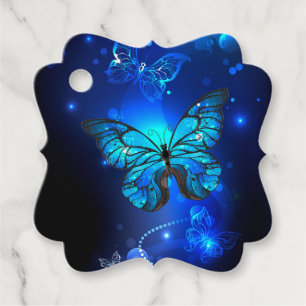 Morpho Butterfly in the Dark Background Favor Tags