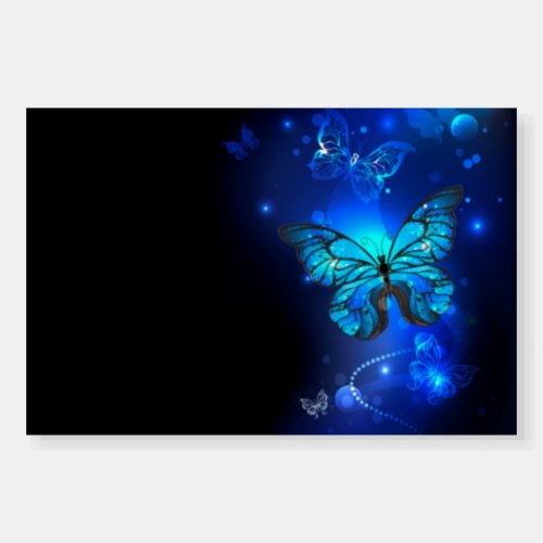 Morpho Butterfly in the Dark Background Foam Board