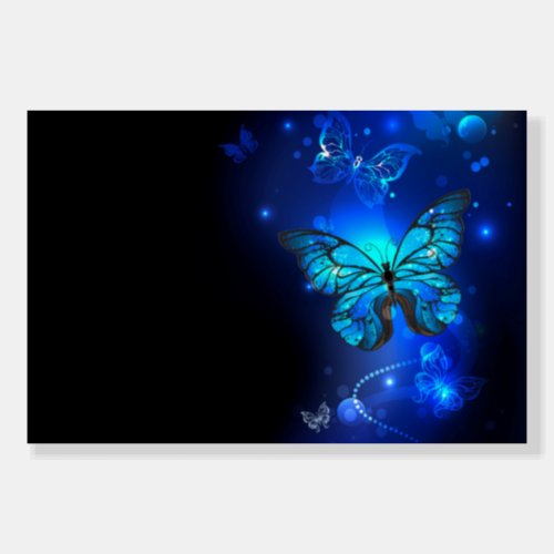 Morpho Butterfly in the Dark Background Foam Board