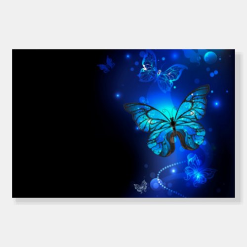 Morpho Butterfly in the Dark Background Foam Board