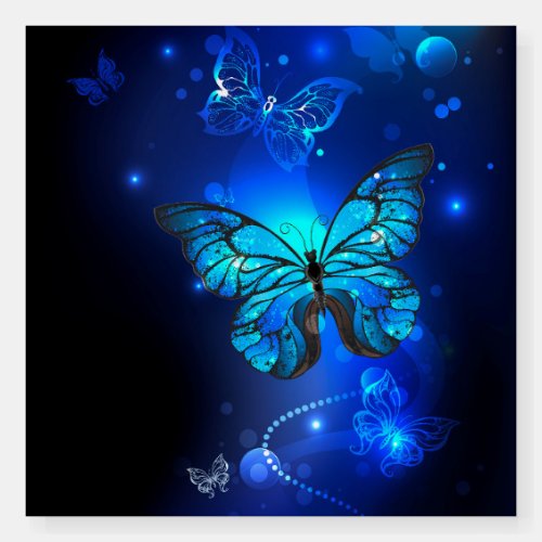 Morpho Butterfly in the Dark Background Foam Board