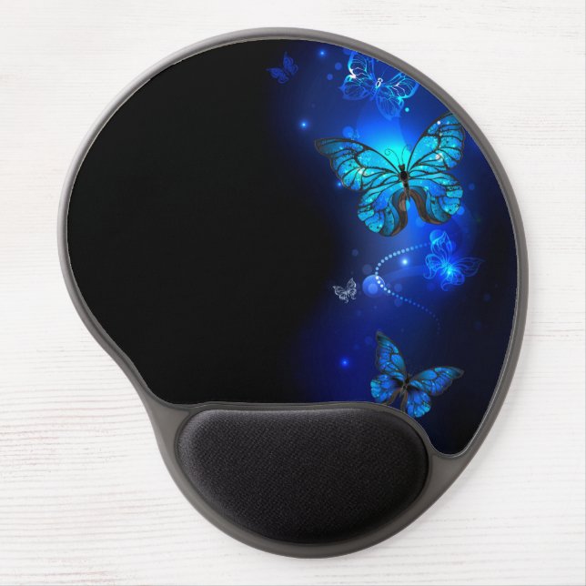Morpho Butterfly in the Dark Background Gel Mouse Pad (Front)