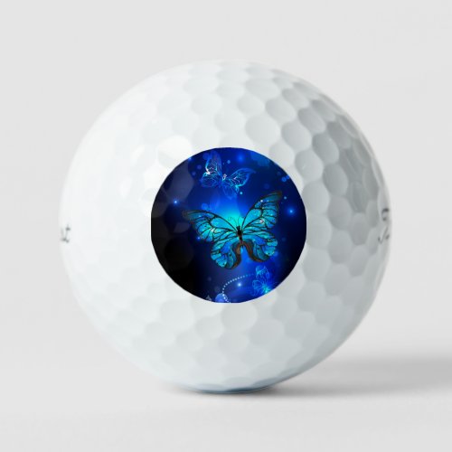 Morpho Butterfly in the Dark Background Golf Balls