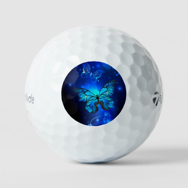 Morpho Butterfly in the Dark Background Golf Balls (Front)