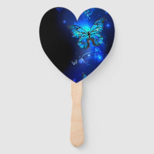 Morpho Butterfly in the Dark Background Hand Fan