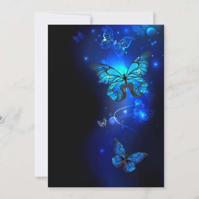Morpho Butterfly in the Dark Background Holiday Card (Front)