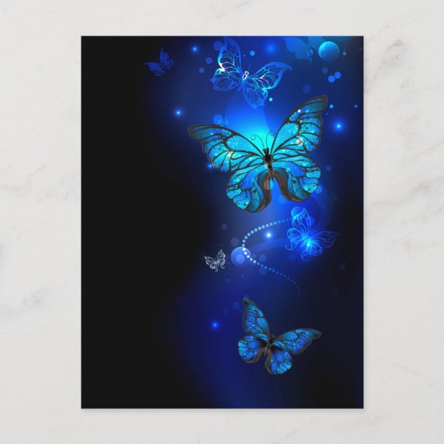 Morpho Butterfly in the Dark Background Holiday Postcard (Front)