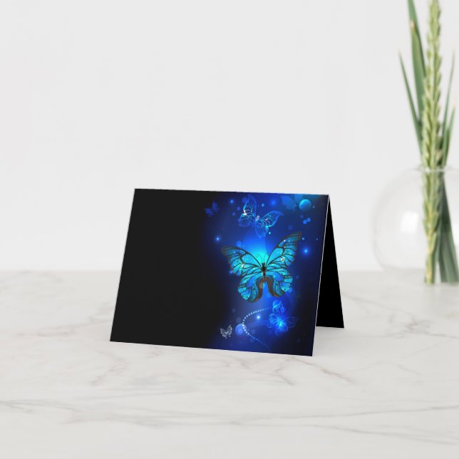 Morpho Butterfly in the Dark Background Invitation (Front)