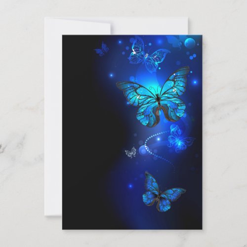 Morpho Butterfly in the Dark Background Invitation