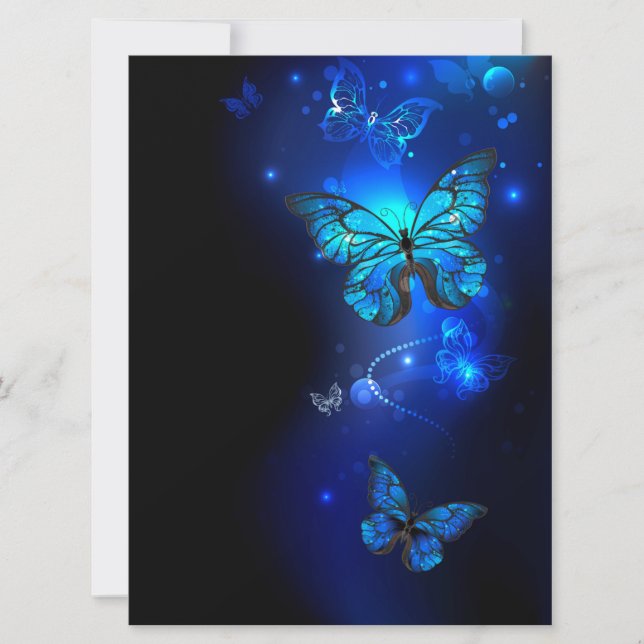 Morpho Butterfly in the Dark Background Invitation (Front)
