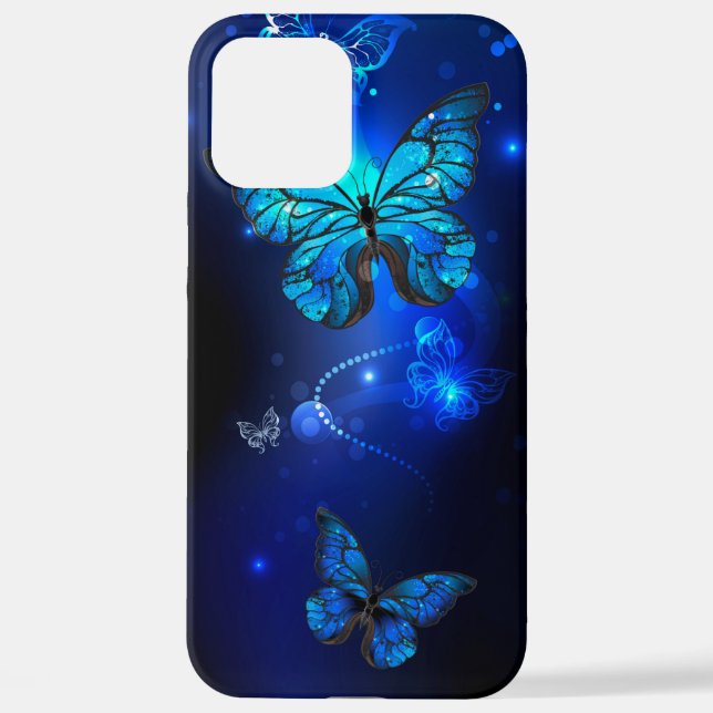 Morpho Butterfly in the Dark Background iPhone Case (Back)