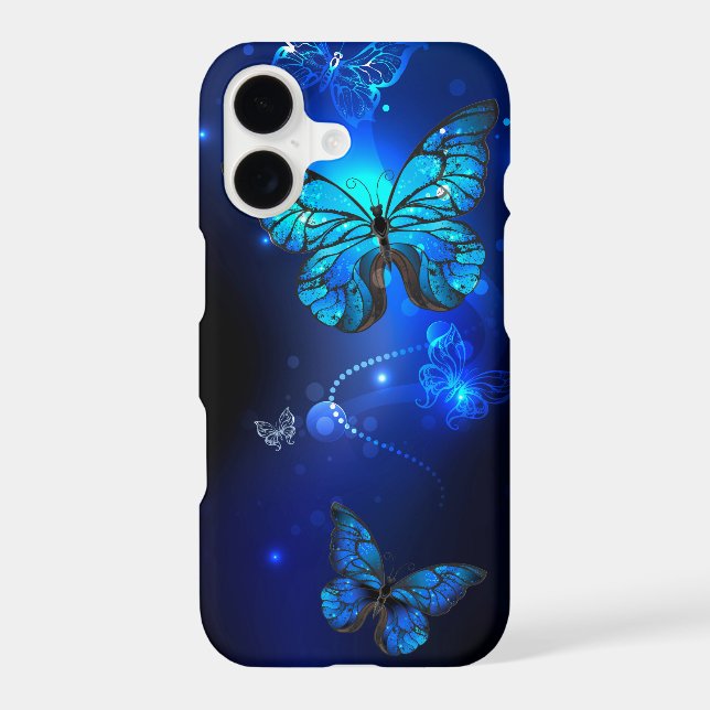 Morpho Butterfly in the Dark Background Iphone Case (Back)