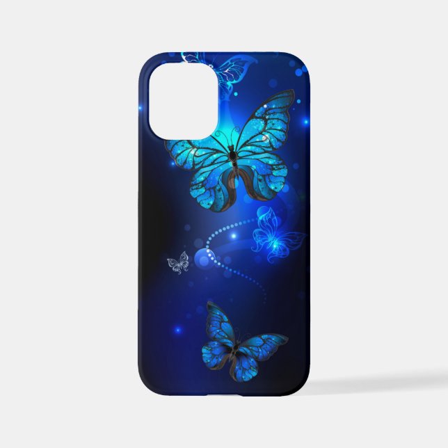 Morpho Butterfly in the Dark Background iPhone Case (Back)