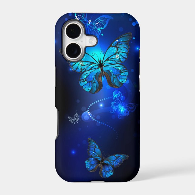 Morpho Butterfly in the Dark Background Iphone Case (Back)