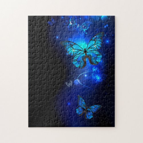 Morpho Butterfly in the Dark Background Jigsaw Puzzle