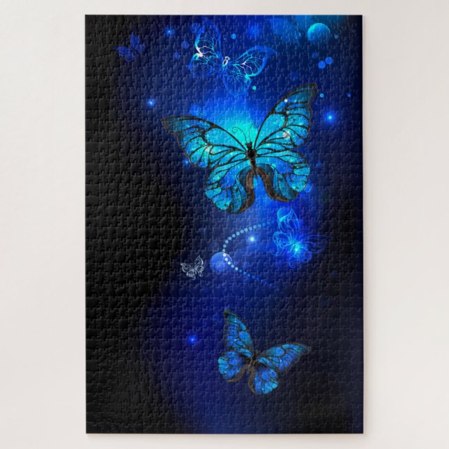Morpho Butterfly in the Dark Background Jigsaw Puzzle (Vertical)