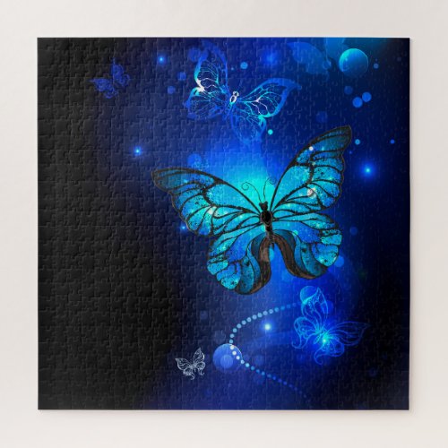 Morpho Butterfly in the Dark Background Jigsaw Puzzle