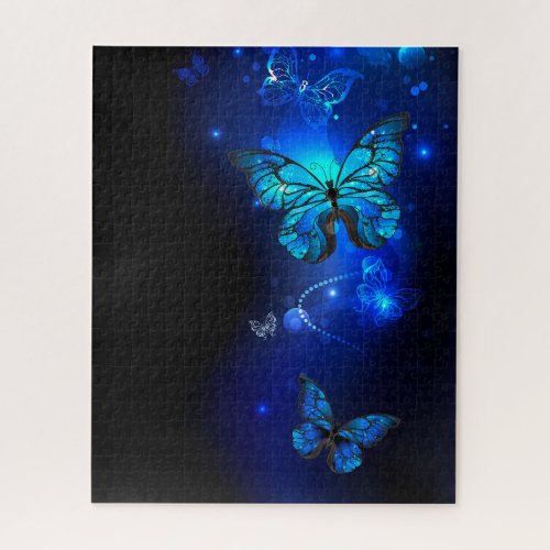 Morpho Butterfly in the Dark Background Jigsaw Puzzle