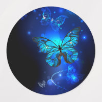 Morpho Butterfly in the Dark Background Kids' Labels