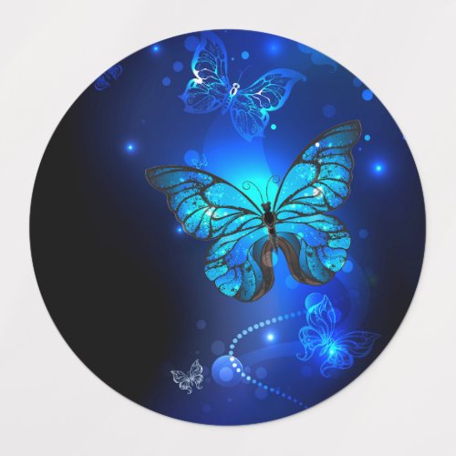 Morpho Butterfly in the Dark Background Kids Labels