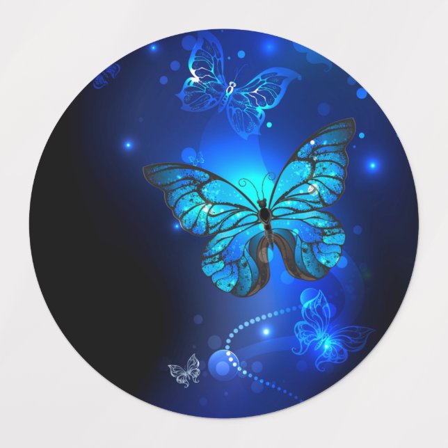 Morpho Butterfly in the Dark Background Kids' Labels (Design 1)