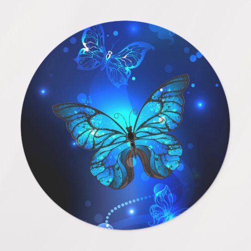 Morpho Butterfly in the Dark Background Kids Labels