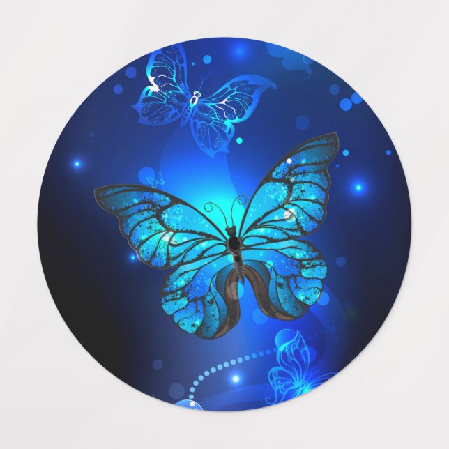 Morpho Butterfly in the Dark Background Kids' Labels (Design 1)