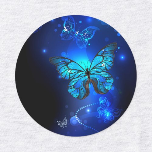 Morpho Butterfly in the Dark Background Kids Labels