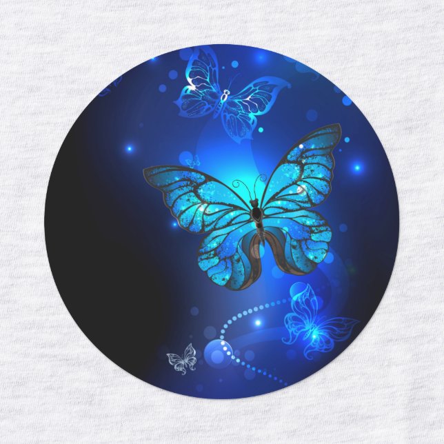 Morpho Butterfly in the Dark Background Kids' Labels (Design 1)