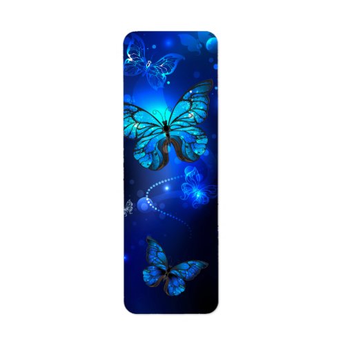 Morpho Butterfly in the Dark Background Label