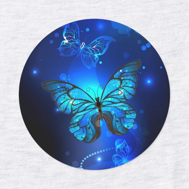 Morpho Butterfly in the Dark Background Labels (Design 1)