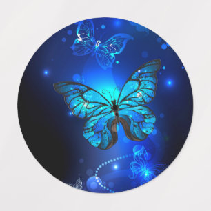 Morpho Butterfly in the Dark Background Labels