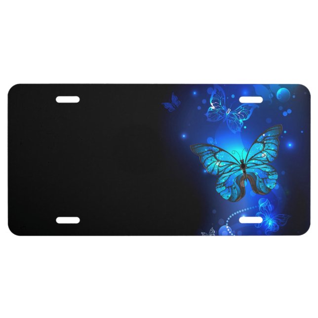 Morpho Butterfly in the Dark Background License Plate (Front)
