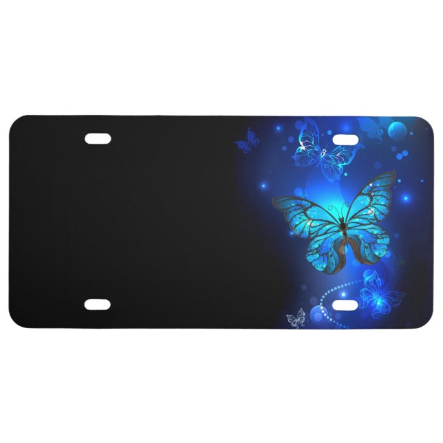 Morpho Butterfly in the Dark Background License Plate (Front)