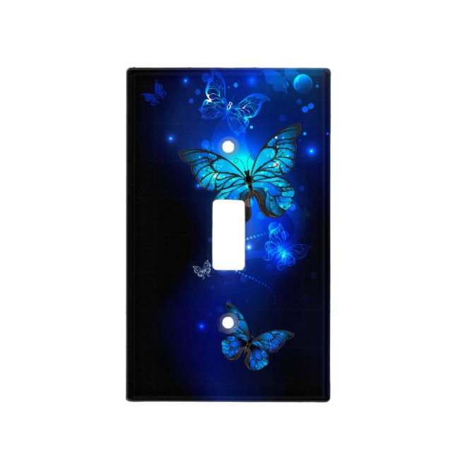 Morpho Butterfly in the Dark Background Light Switch Cover (Front)