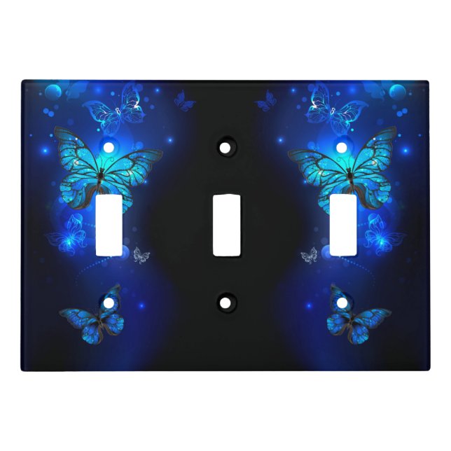 Morpho Butterfly in the Dark Background Light Switch Cover (Front)