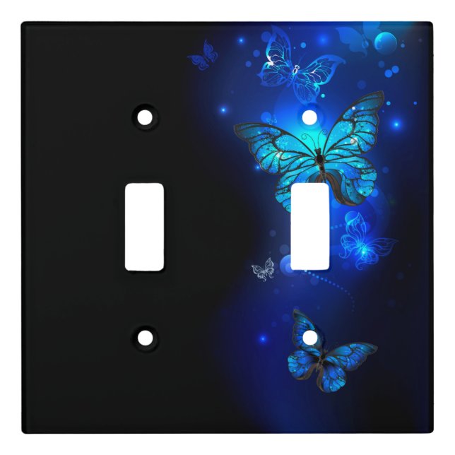 Morpho Butterfly in the Dark Background Light Switch Cover (Front)