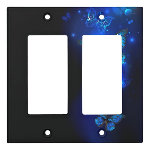 Morpho Butterfly in the Dark Background Light Switch Cover