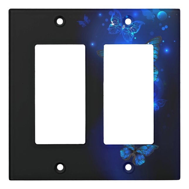 Morpho Butterfly in the Dark Background Light Switch Cover (Front)