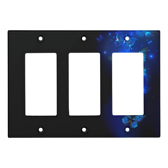 Morpho Butterfly in the Dark Background Light Switch Cover (Front)