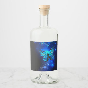 Morpho Butterfly in the Dark Background Liquor Bottle Label