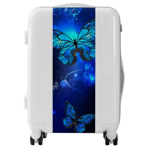 Morpho Butterfly in the Dark Background Luggage