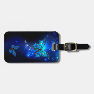Morpho Butterfly in the Dark Background Luggage Tag