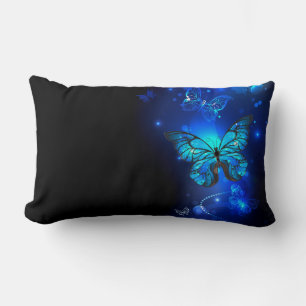 Morpho Butterfly in the Dark Background Lumbar Pillow