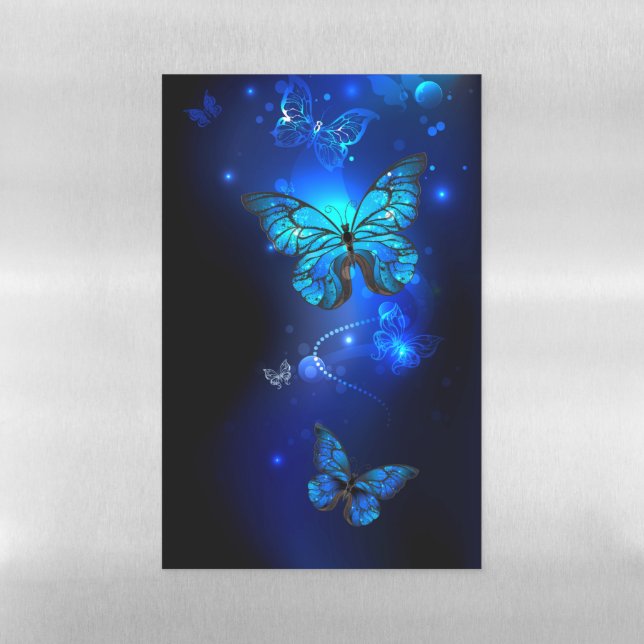 Morpho Butterfly in the Dark Background Magnetic Dry Erase Sheet (Vertical)